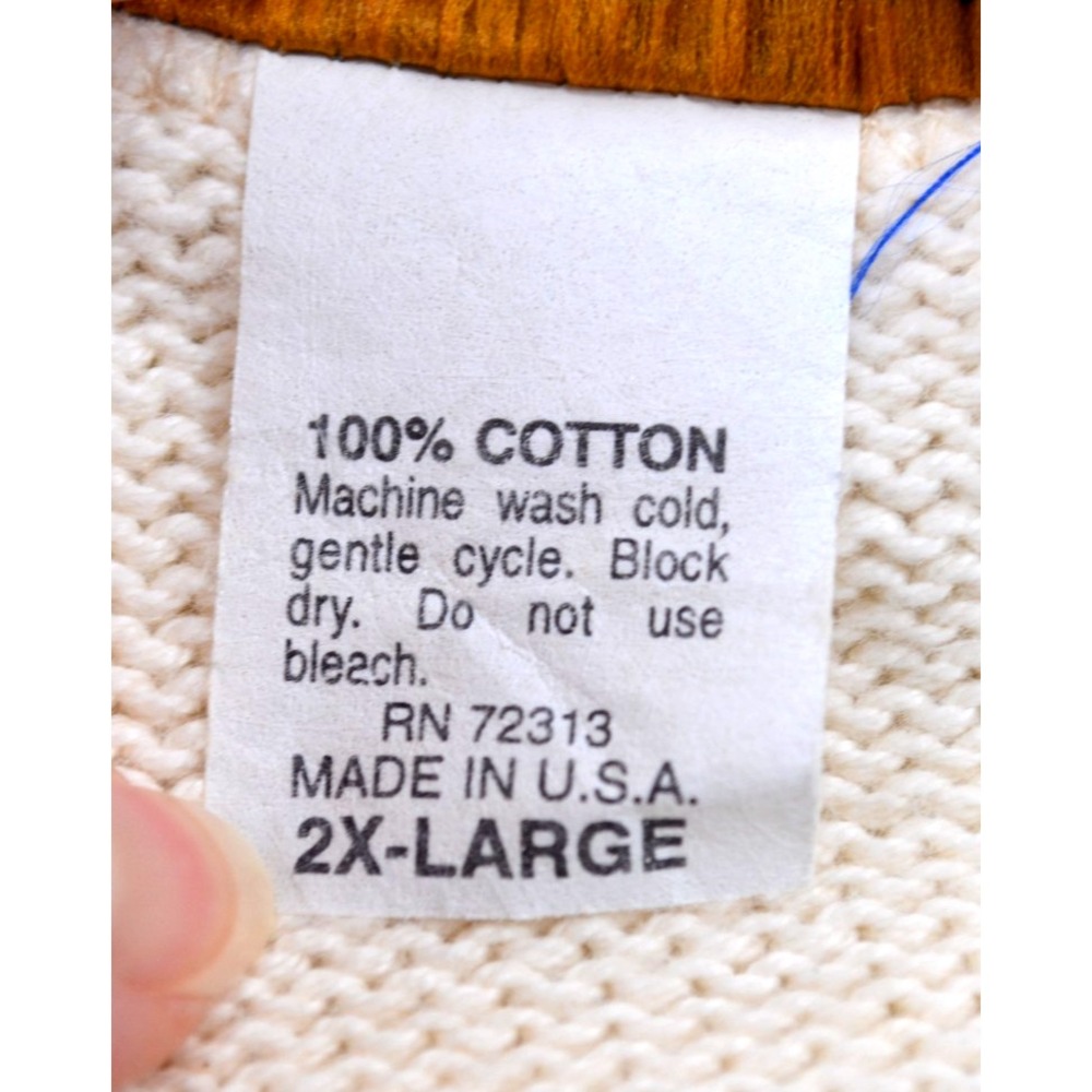 Andrew Rohan Sweater Mens 2XL Ivory w/ Blue Trim V-Neck Hanover College USA - Picture 14 of 16